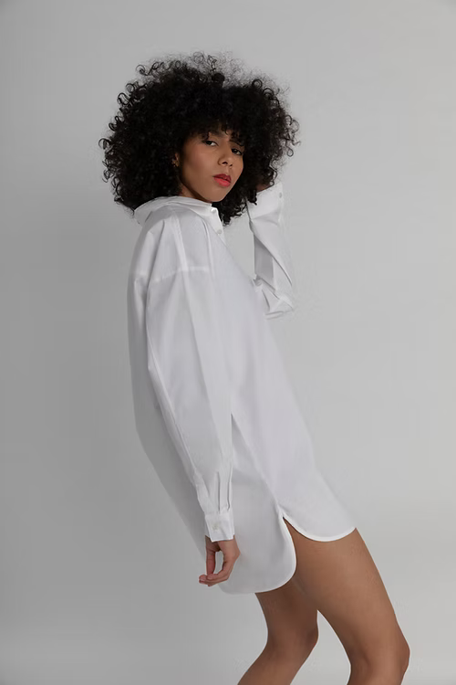 Organic Cotton Half Placket Boyfriend Shirt