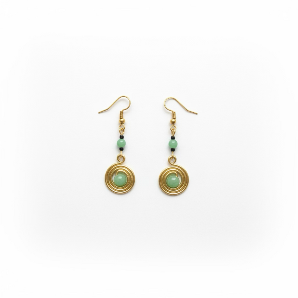 ETYANG AVENTURINE BRASS DROP EARRINGS
