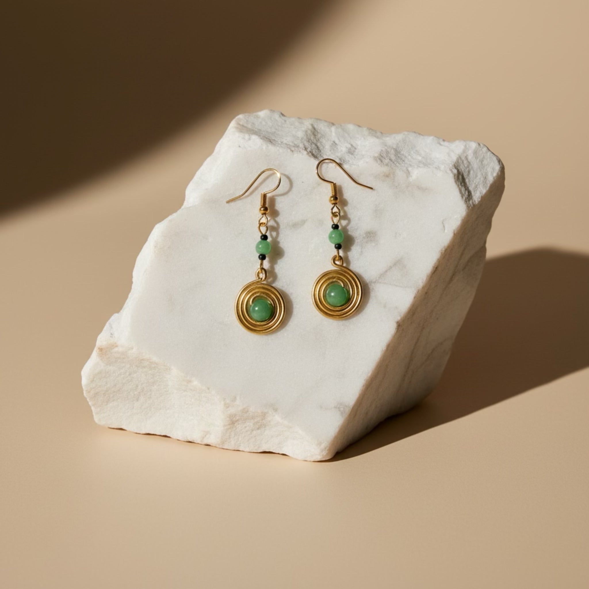ETYANG AVENTURINE BRASS DROP EARRINGS