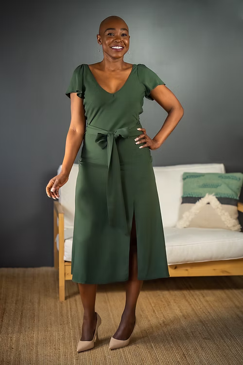 Petal Sleeve Slip-on Dress