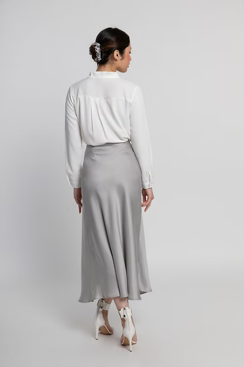 Silver Gray Mulberry Silk Skirt
