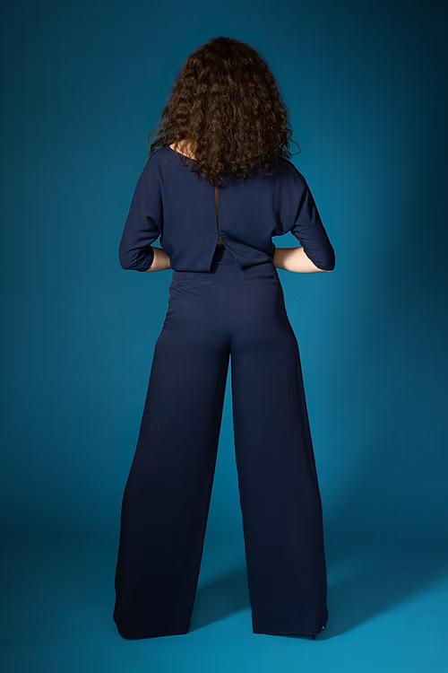 Flared FSC Viscose Palazzo Pants - Dark Blue