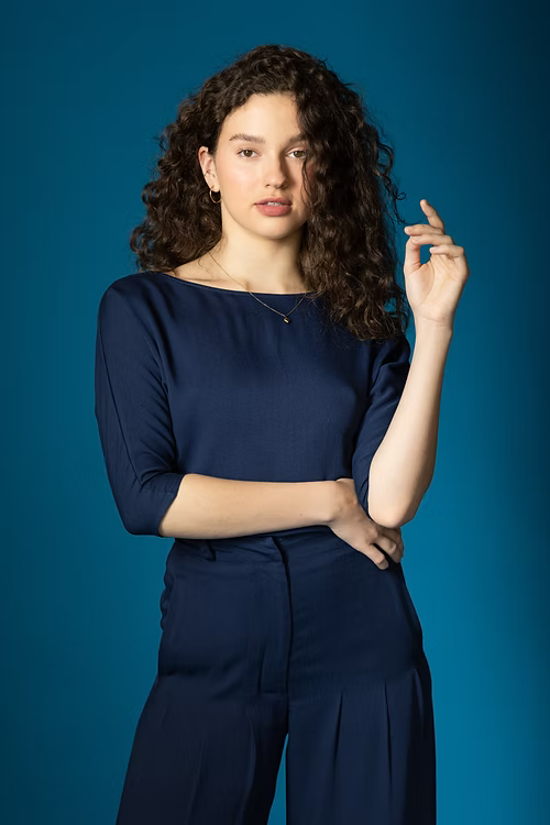 Flared FSC Viscose Palazzo Pants - Dark Blue