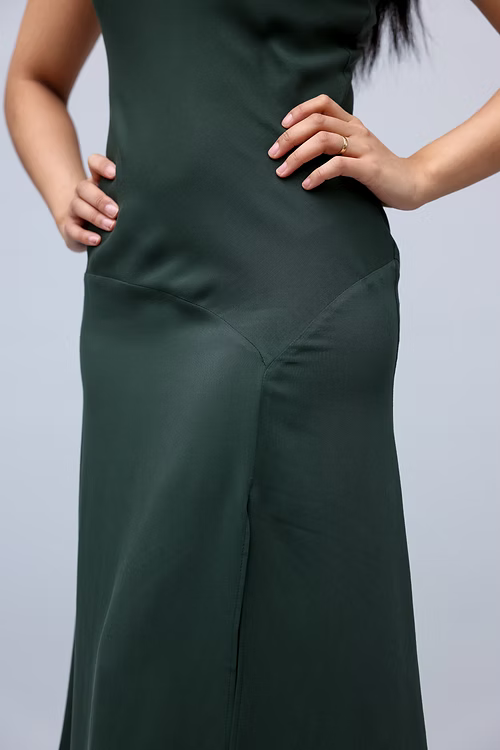 FSC Viscose Slip-on Dress -Green