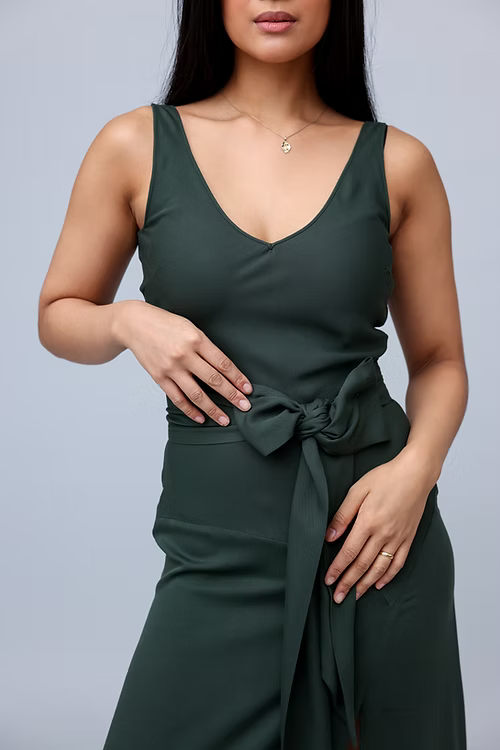 FSC Viscose Slip-on Dress -Green