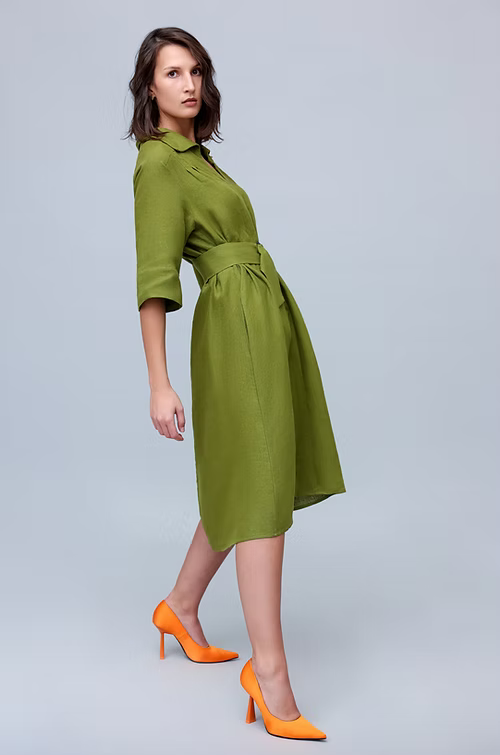 Moss Green Retro Dress