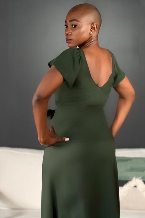 Petal Sleeve Slip-on Dress